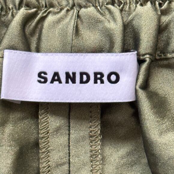 Sandro Paris‎ Egypte Satin Drawstring Shorts Kaki Green Limited Edition NWT - Picture 6 of 10